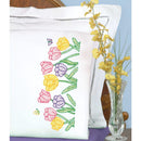 Jack Dempsey Stamped Pillowcases with White Perle Edge 2 pack Beautiful Blooms*