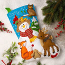 Bucilla Felt Stocking Applique Kit 18" Long Snowman's Woodland Friends*