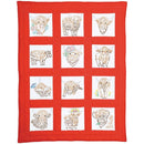 Jack Dempsey Stamped White Quilt Blocks 9"X9" 12/Pkg Highland Cows*