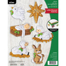 Bucilla Little Blessed Nativity felt ornament kit with Baby Jesus, lambs, dove, rabbit and Bethlehem star, set of 6