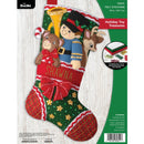 Bucilla Holiday Toy Treasures felt Christmas stocking kit with toy soldier, teddy bear, reindeer and trumpet