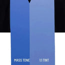 Close-up of a blue swatch with black and white borders, labeled 'Mass Tone' and '1:1 Tint'.