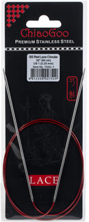 ChiaoGoo Red Lace Stainless Circular Knitting Needles 32" Size 1/2.25mm
