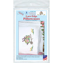 Jack Dempsey Stamped Pillowcases W/White Lace Edge 2/Pkg Wheelbarrow Of Flowers