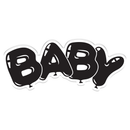Black 'BABY' text on a white background
