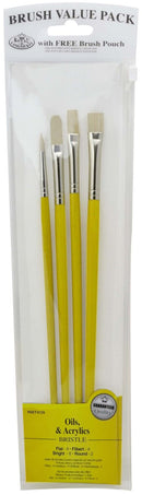 Royal & Langnickel – Value Pack Brush Set – Long Handle Bristle (4 Pack)