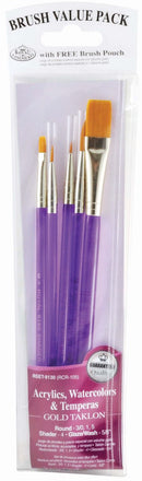 Royal & Langnickel – Gold Taklon Value Pack Brush Set (5 Pack)
