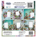 Floral mechanical design collection with frames and elements on a cardstock packaging.