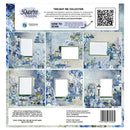 Scrapbooking paper pack with blue floral design and '3Quarter Designs' branding.