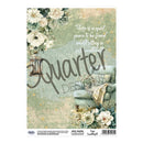 Decorative paper sheet with floral design and text, featuring the brand 'Quarterly Design'.