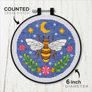 Bucilla - Mindful Counted Cross Stitch Kit Expressive Bee 6" Round