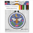 Bucilla - Mindful Counted Cross Stitch Kit Expressive Bee 6" Round