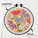 Bucilla - Mindful Counted Cross Stitch Kit Uplifting Daisies 6" Round