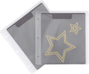 Two clear plastic sheets with star designs on a white background