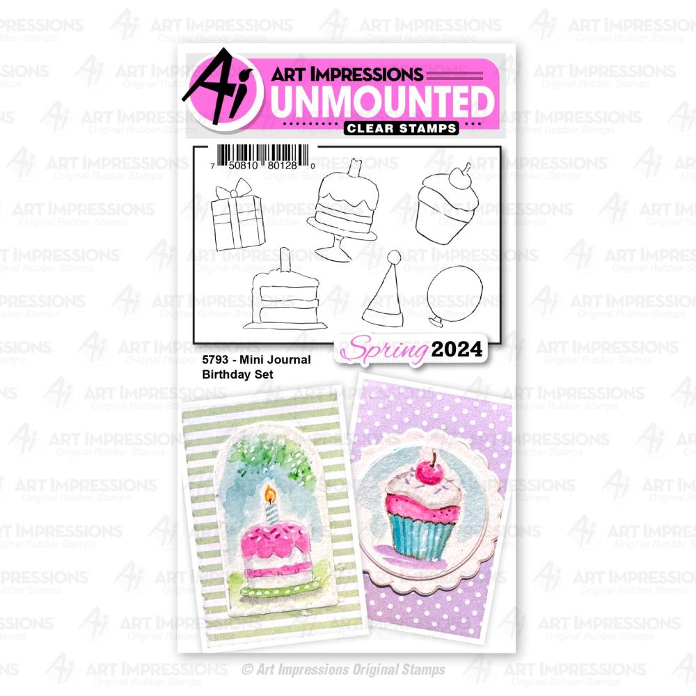 Art Impressions Watercolour Clear Stamps Mini Journal Birthday 