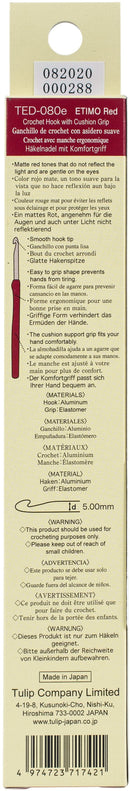 Tulip Etimo Red Crochet Hook W/ Cushion Grip Size 8/5.00mm*