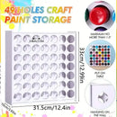 49 holes craft paint storage organizer with dimensions and usage instructions.