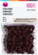 CousinDIY Pom-Pom 10mm 100/Pkg Brown