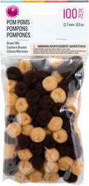 CousinDIY Pom-Pom 0.5" 100/Pkg Brown Mix