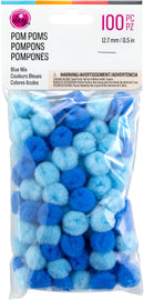 CousinDIY Pom-Pom 0.5" 100/Pkg Blue Mix