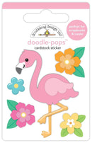 Doodlebug Doodle-Pops 3D Sticker Flora Flamingo, Summer Fun