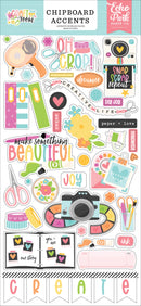 Echo Park Craft Room chipboard accents for scrapbook pages, journals and creative craft-themed projects