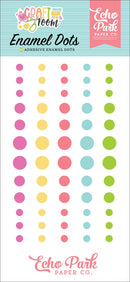 Echo Park Craft Room enamel dots in pastel pink, coral, teal and yellow tones