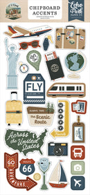 Echo Park It's Time To Travel chipboard accents for scrapbooking
