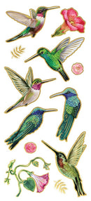 Product image of paper house hummingbirds foil stickers featuring foil hummingbird stickers with flowers and botanical accents.