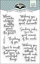 Karen Burniston Quiet Forest Sayings clear stamps packaging with woodland-themed sentiments.