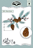 Karen Burniston Pine Cone die set packaging featuring layered pine cone and foliage elements.