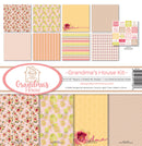 Reminisce Grandma's House 12x12 collection kit with 8 papers and sticker sheet in soft pink, butter yellow and floral vintage patterns