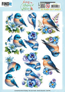 Find It Trading Berrie's Beauties Whispers of Nature Blue 3D push-out sheet with eastern bluebirds and forget-me-nots