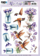 Find It Trading Berrie's Beauties First Blossoms Flutter 3D push-out sheet with hummingbirds, crocuses and mason jars