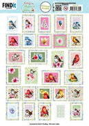 Whispers of Nature postage stamp push out sheet with birds and floral artwork