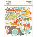 Simple Stories Open Road Bits and Pieces 116-piece die-cut ephemera pack with bear, camper van, road signs, cactus, cola bottle, chips, butterfly and sunburst travel motifs
