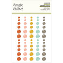 Simple Stories Open Road glossy enamel dots in burnt orange, blush pink, mustard yellow, pale aqua and taupe grey, 60 self-adhesive embellishments