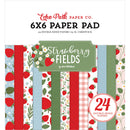Strawberry Fields 6x6 paper pad with strawberry floral and gingham patterns