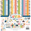 Cat Lover collection kit with cat themed papers stickers paw prints yarn fish and playful sentiments