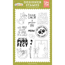 Cat Lover Meow photopolymer stamp set with cat illustrations paws hearts and sentiments