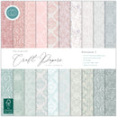 Craft Consortium Baroque 2 12x12 paper pad with elegant vintage damask patterns in blush pink and pale blue