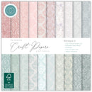Craft Consortium Baroque 2 6x6 paper pad with vintage damask patterns in pink ivory and pale blue