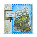 Decorative book cover with a vintage train design and 'Life is a beautiful journey' text.