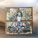 Artistic depiction of a person with steampunk elements and gears on a textured background.