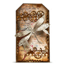 Decorative wall art with dragonfly and gears on a textured background