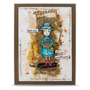 Vintage-style illustration of a character holding a camera with text on a textured background.