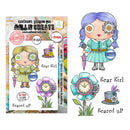 Stamps with a 'Gear Girl' design by Aall & Create on a white background