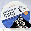 Alte & New Black Instant Dimension Foam Tape packaging on a light gray background