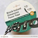Black instant dimension foam tape with packaging on a white background