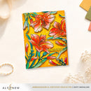 Colorful floral card with 'Lean into the light' text on a yellow background, featuring Altenew branding.